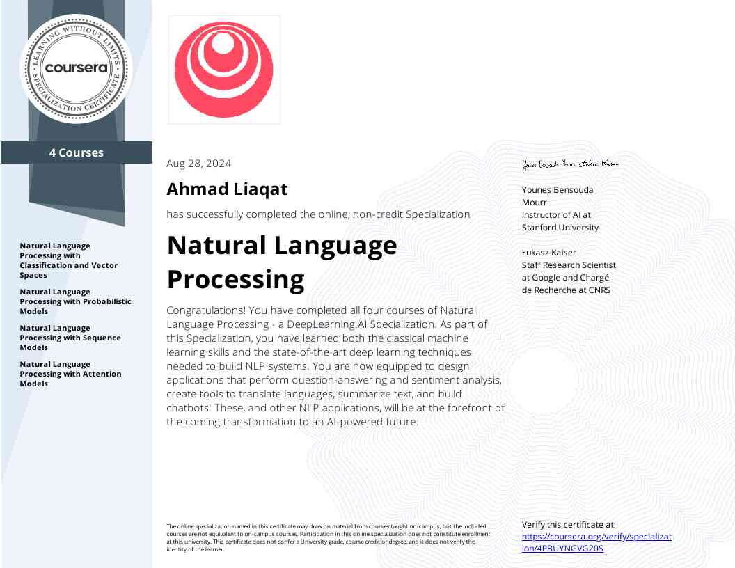NLP Specialization by DeepLearning.AI